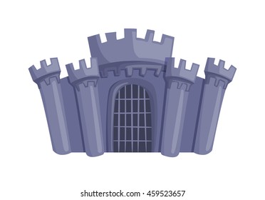 Cartoon fairy tale castle tower icon