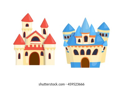 Cartoon fairy tale castle tower icon