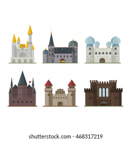 Cartoon fairy tale castle tower icon