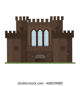 Cartoon fairy tale castle tower icon