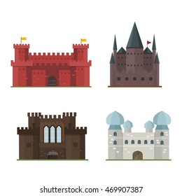 Cartoon fairy tale castle tower icon