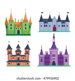 Cartoon fairy tale castle tower icon