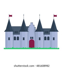 Cartoon fairy tale castle tower icon