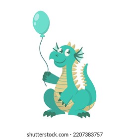 Cartoon fairy tale dragon vector illustration. Cute flying dragon isolated on white background. Fairytale for kids, magical concept