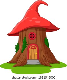 Cartoon fairy tale house made of hat