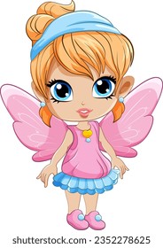 Cartoon fairy with wings  illustration