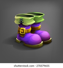 Cartoon fairytale boots. Vector illustration.