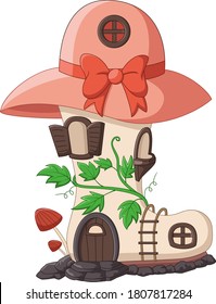 Cartoon fairytale house boots with roof of hat