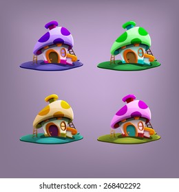 Cartoon fairytale houses. Vector illustration. 