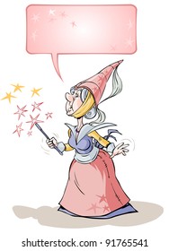 Cartoon Fairy-tale Magic Woman Old Enchantress.