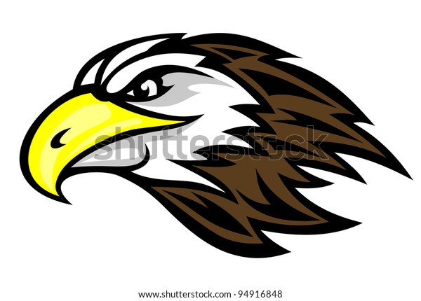 Cartoon Falcon Head Mascot Tattoo Design Stock Vector (Royalty Free