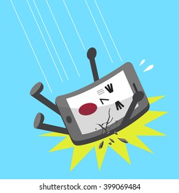 Cartoon falling smartphone character