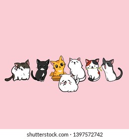 Cartoon family cats for graphic design.