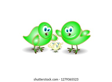cartoon family of chickens