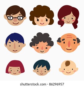 cartoon family face icons