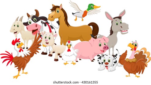 cartoon family farms isolated on white background