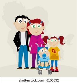 cartoon of family happy and fun
