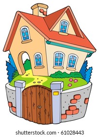 Cartoon family house - vector illustration.