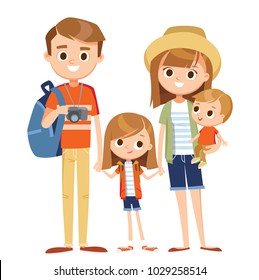Cartoon family on vacation