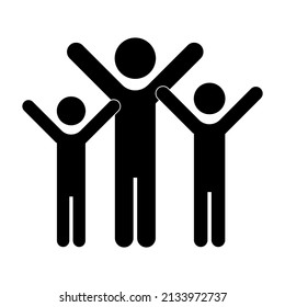 Cartoon family silhouette icon. Health care concept. Vector illustration. stock image.