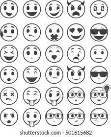 Cartoon Fanny Faces Different Emotions Emoji Stock Vector (Royalty Free ...