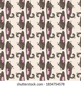 cartoon fanny little cats vector colored seamless pattern
