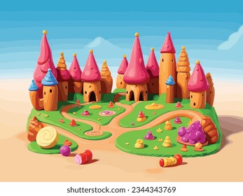 Cartoon fantasy candy land vector