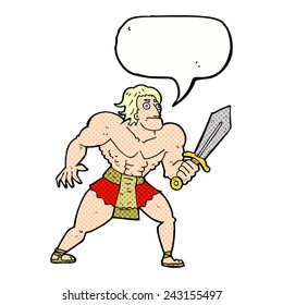 cartoon fantasy hero man with speech bubble