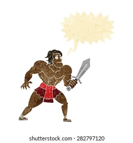 cartoon fantasy hero man with speech bubble