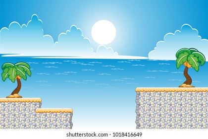 Cartoon fantasy vector seamless landscape, 
endless alien nature background for game design, 
separated layers for parallax effect in animation
