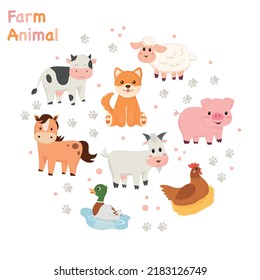 Cartoon farm animal in flat design
