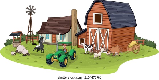 Granja caricaturas con animales