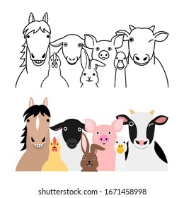 cartoon Farm animals group set