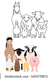 cartoon Farm animals group set