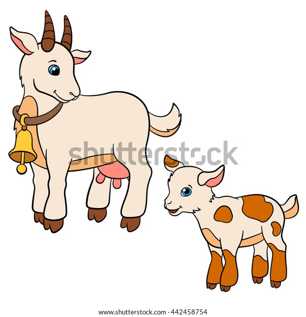 Cartoon Farm Animals Kids Mother Goat Stock Vector (Royalty Free ...