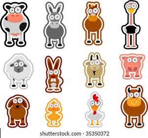 cartoon farm animals set