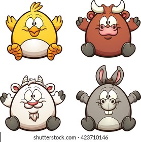 Cartoon farm animals. Vector clip art illustration with simple gradients. Each on a separate layer.