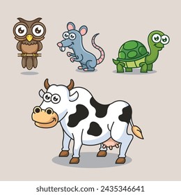 Cartoon Farm barn domestic animal for education kids children vector design art