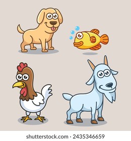 Cartoon Farm barn domestic animal for education kids children vector design art