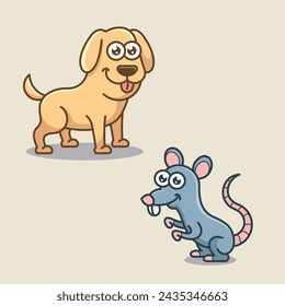 Cartoon Farm barn domestic animal for education kids children vector design art