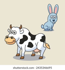 Cartoon Farm barn domestic animal for education kids children vector design art