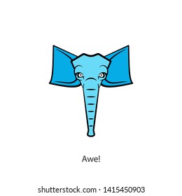Cartoon farm character. The head of a funny cute little elephant. Vector. Conceptual. How lovely! Sweet baby!