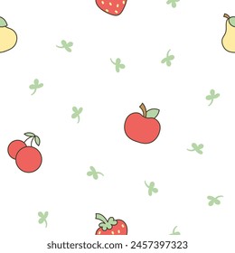 Cartoon farm elements and characters. Seamless pattern. Hand drawn style. Vector drawing. Design ornaments.