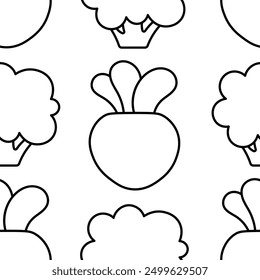 Cartoon farm elements and characters. Seamless pattern. Coloring Page. Hand drawn style. Vector drawing. Design ornaments.
