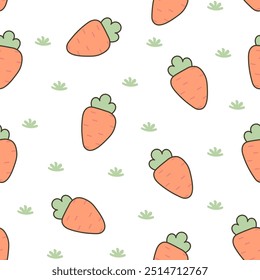 Cartoon farm elements and characters. Seamless pattern. Hand drawn style. Vector drawing. Design ornaments.
