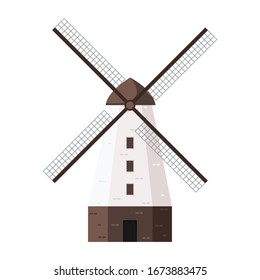 Cartoon farm windmill . Vector illustration