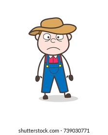Cartoon Farmer Astonished Face Expression Vector