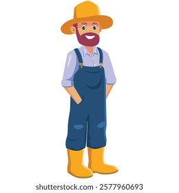 Cartoon Farmer Character in Overalls, Design Inspiration, Character	