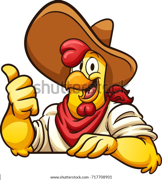 Cartoon Farmer Chicken Thumb Vector Clip Stock Vector Royalty