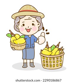 Cartoon Farmer haben Mango-Charakter.